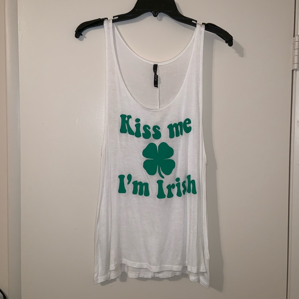 “kiss me I’m Irish” white tank top